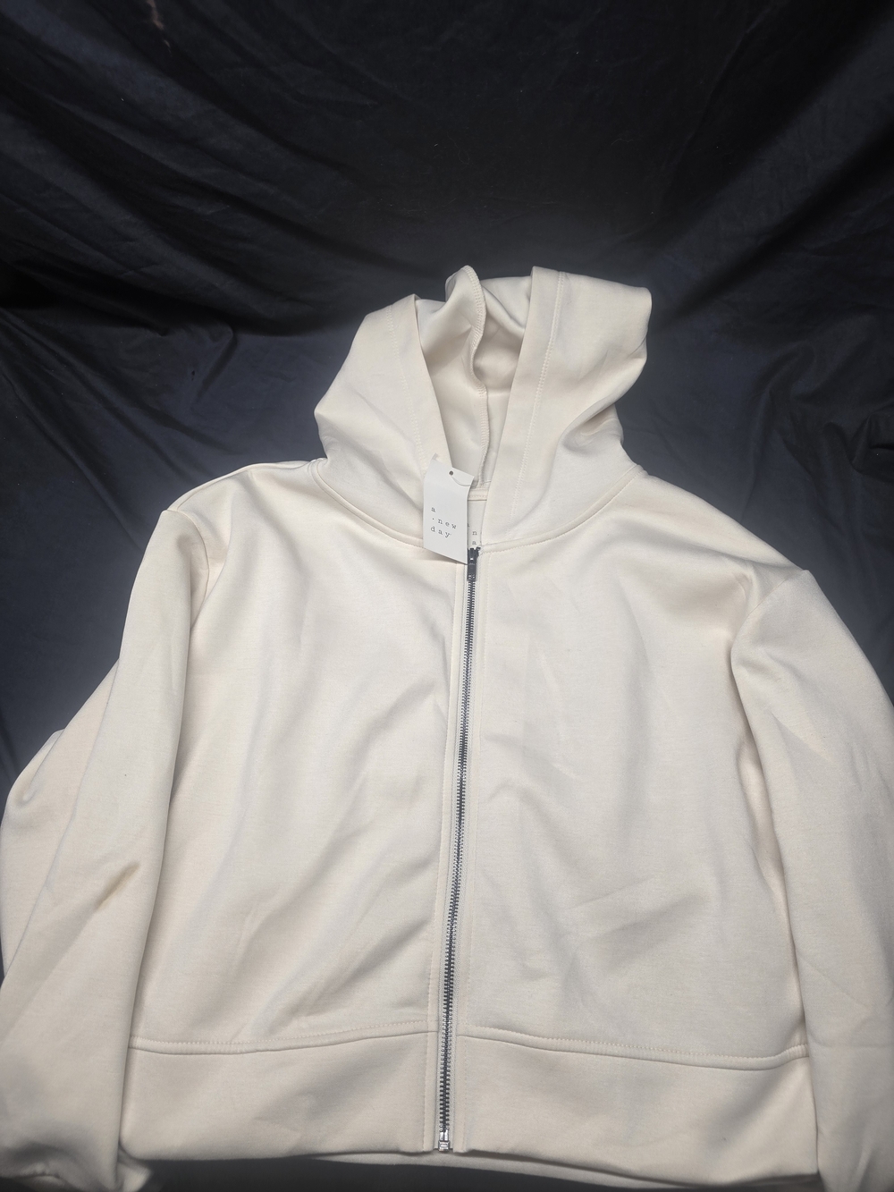 A New Day, Full Zip Hoodie, Women's XL, Cream, Off White, Soft Fleece, NWT